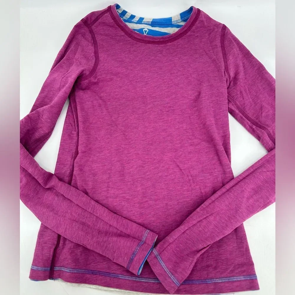 Ivivva by Lululemon Girls Reversible Long Sleeve Top Stripe Athletic Shirt